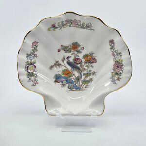 Wedgwood Kutani Crane Bone China Shell Dish Floral & Bird Design Made In England